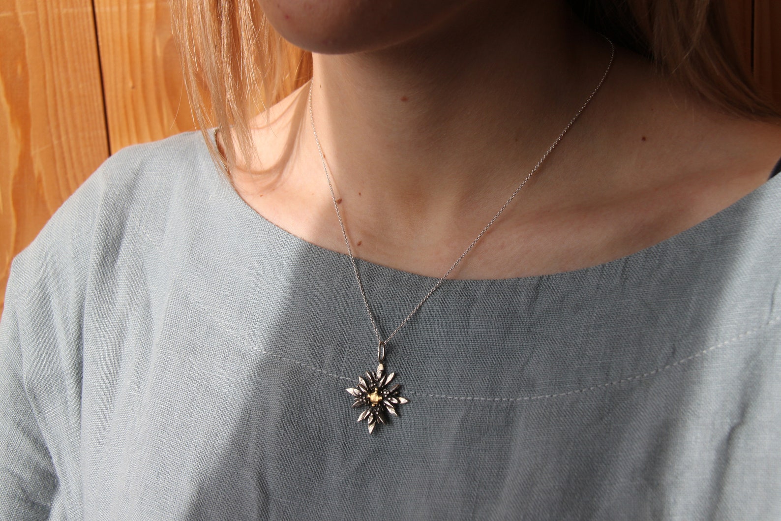 EDELWEISS flower pendant necklace