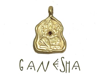 ganesha necklace // golden Lord Ganesh necklace luck affirmation hindu godess necklace gold plated yoga necklace spiritual jewelry mantra