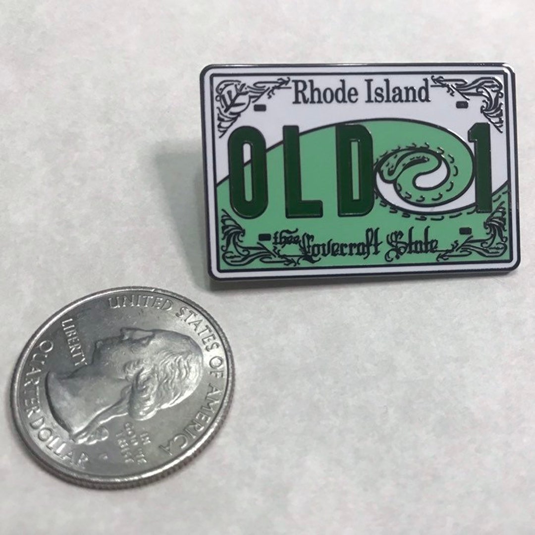 OLD 1 Thee Lovecraft State, Rhode Island Vanity Plate Enamel Pin. Etsy