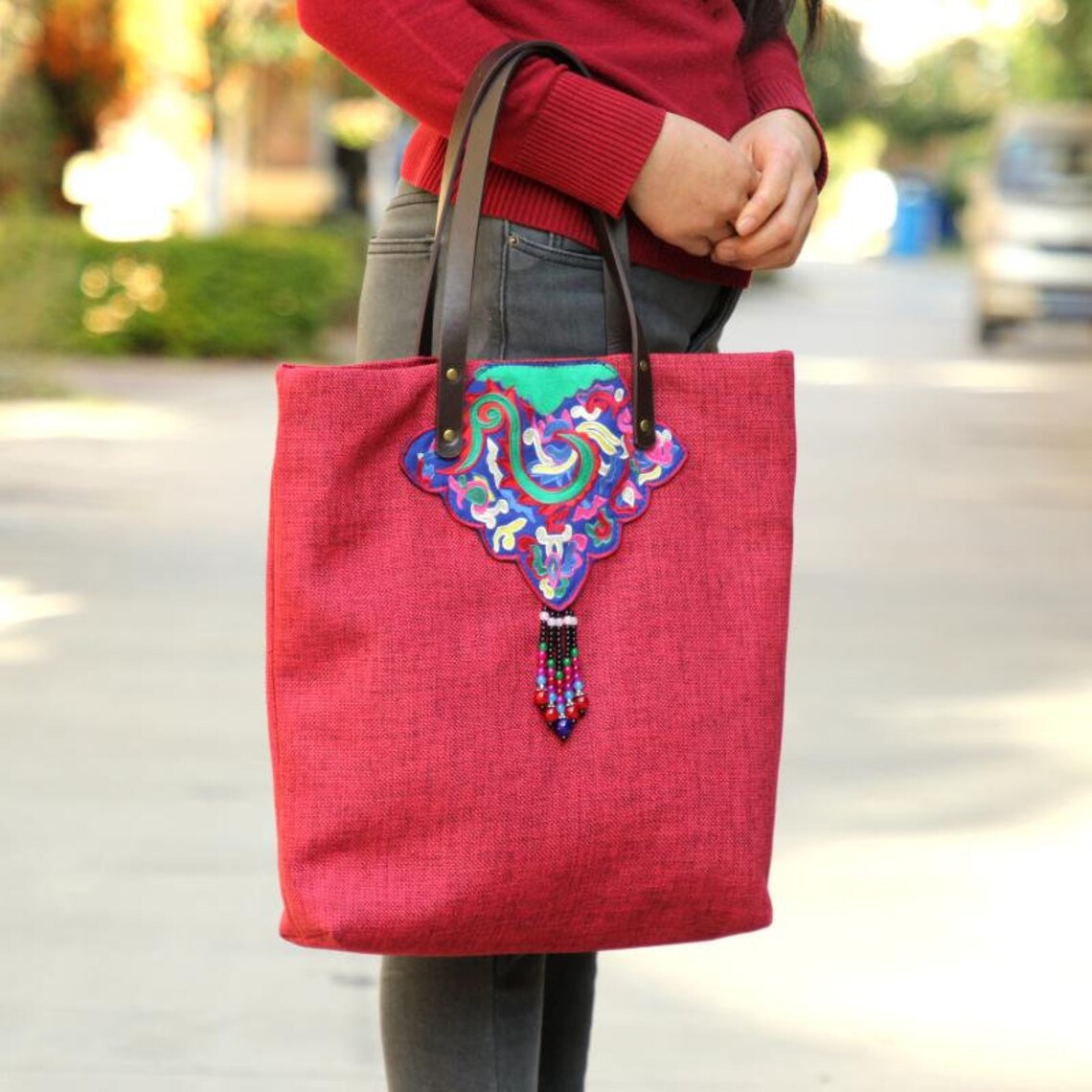 Embroidery Tote Bag/hand Made Bag/casual Bags/fashion Etsy