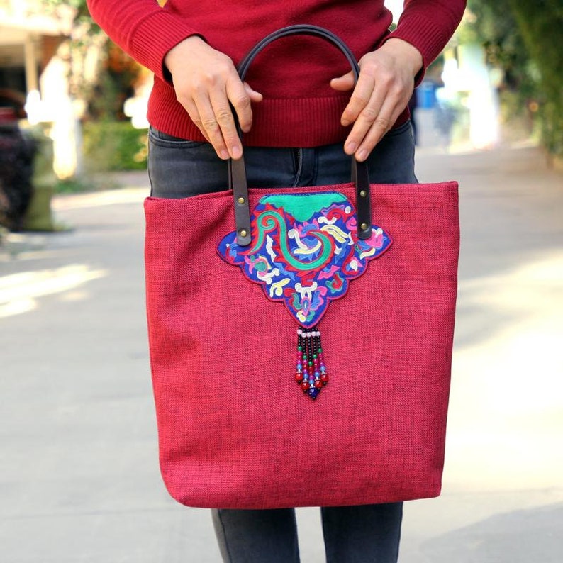 Embroidery Tote Bag/hand Made Bag/casual Bags/fashion Etsy