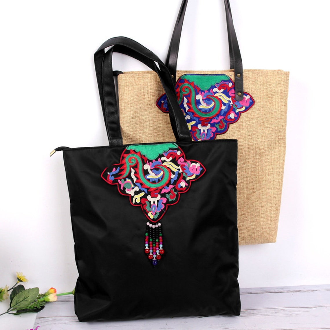 Embroidery Tote Bag/hand Made Bag/casual Bags/fashion Etsy