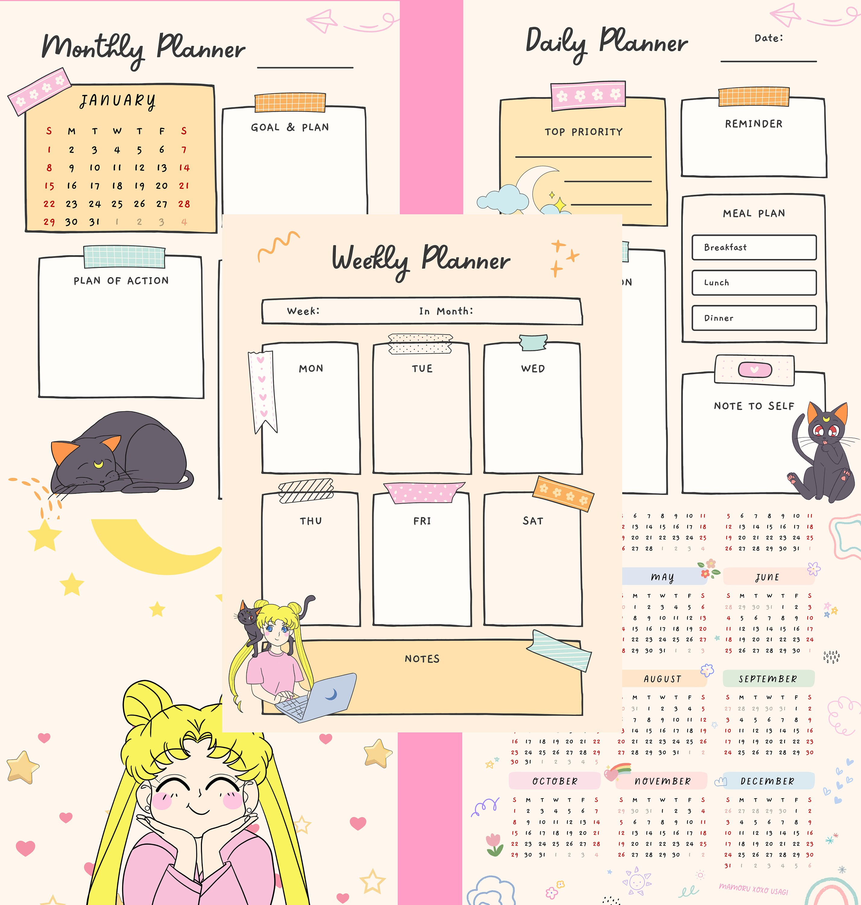 2023 Sailor Moon Printable Planner Pages Calendar Anime - Etsy