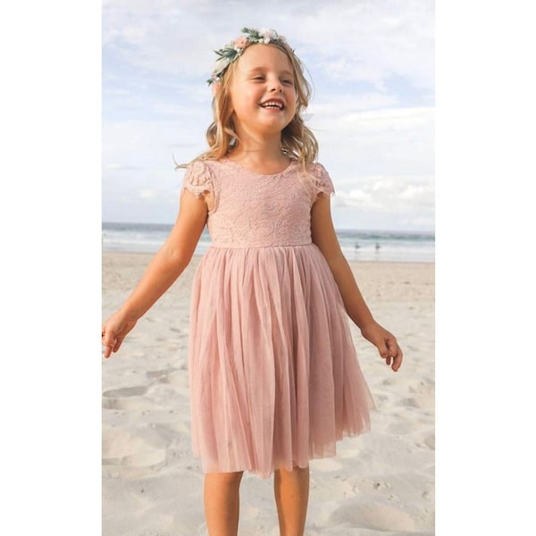 Meilani Blumenmädchen-Spitzenkleid, Geburtstagskleid für Mädchen, Kleinkinder, Säuglinge, Taufkleid