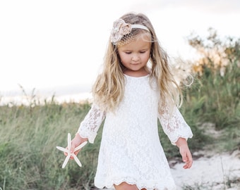 little girl white boho dress