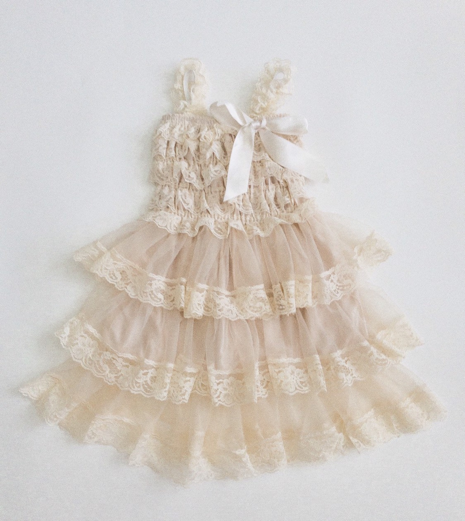 Topmaker Flower Girl Dress - Rustic Ivory Lace & Tulle, Perfect For Weddings & Special Occasions - View #13