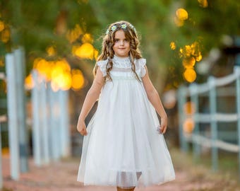 Alexandra - flower girl dress ivory flower girl dress girls lace dress lace dress toddler lace dress boho flower girl dress flower girl lace