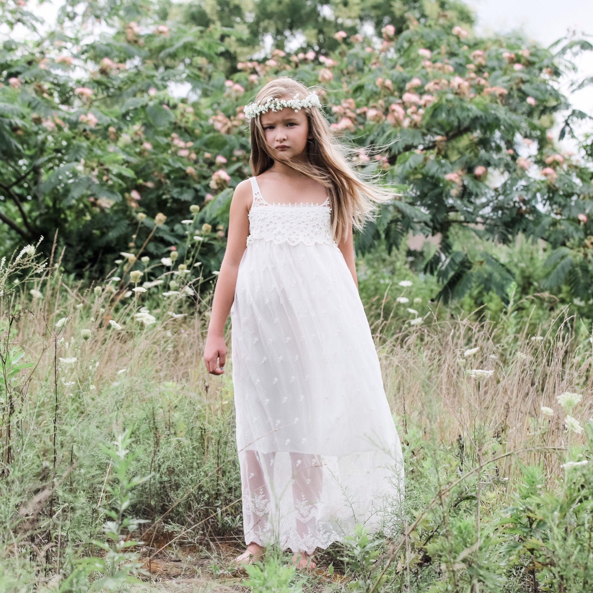White flower girl dress size best sale 16
