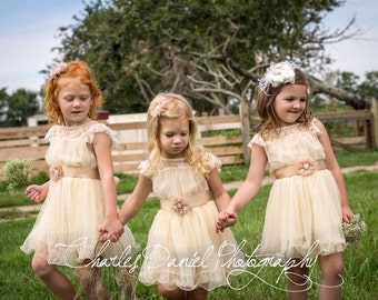 flower girl dress ivory beige flower girl dress girls lace dress lace dress toddler lace dress boho flower girl dress flower girl dress lace