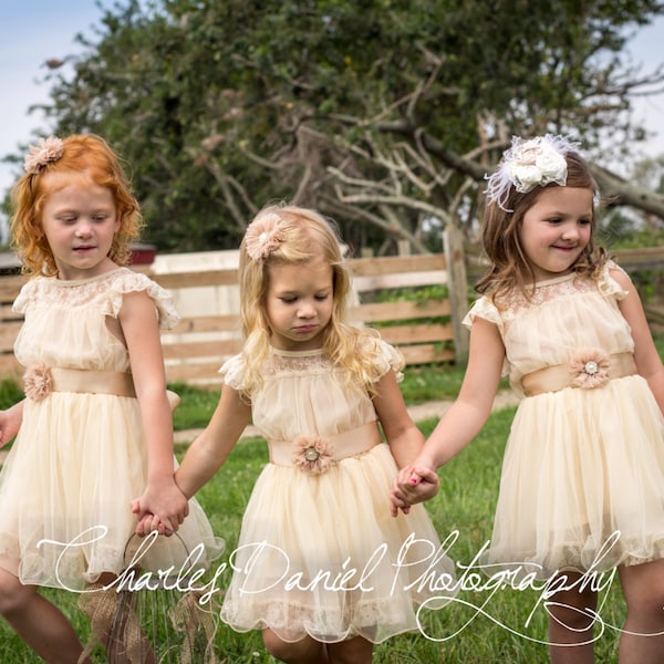 flower girl dress ivory beige flower girl dress girls lace dress lace dress toddler lace dress boho flower girl dress flower girl dress lace