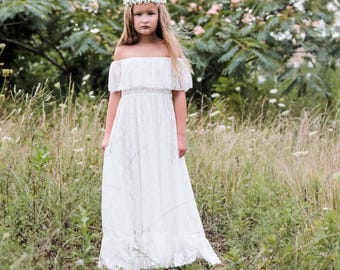 Vivian - white, lace, Flower Girl Dress, bapstism, communion dress, girls toddler dress