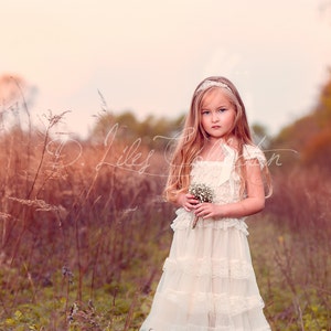 The Eloise Ivory Lace Chiffon Flower Girl Dress Made for - Etsy