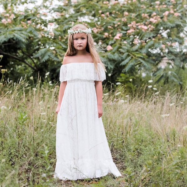 Vivian - white, lace, Flower Girl Dress, bapstism, communion dress, girls toddler dress