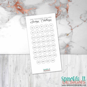One THOUSAND Dollars Savings Challenge - A6 Printable PDF Downloadable - Minimal Design - Budget, Sinking Funds, Savings,