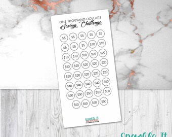 One DUIZEND Dollars Savings Challenge - A6 afdrukbare PDF downloadbaar - minimaal ontwerp - budget, zinkende fondsen, besparingen,