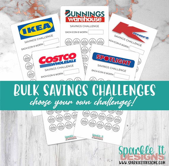 BULK Laminated Savings Challenges - A6 size - Minimal Design - Budget, Sinking Funds, Savings,