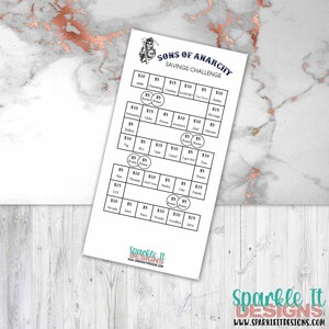 SOA Theme TV Show Challenge - A6 Printable PDF Downloadable - Minimal Design - Budget, Sinking Funds, Savings,