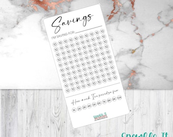 Tattoo Savings Challenge - A6 afdrukbare PDF downloadbaar - minimaal ontwerp - budget, zinkende fondsen, besparingen,