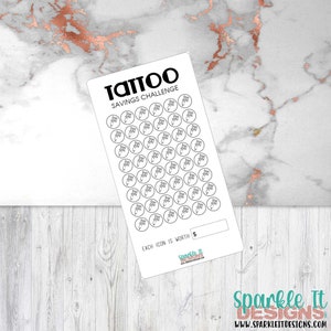 Tattoo Savings Challenge - A6 Printable PDF Herunterladbar - Minimal Design - Budget, Sinking Funds, Savings,