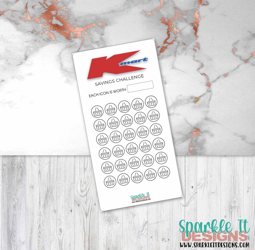 KMART Savings Challenge A6 Printable PDF Downloadable Minimal Design Budget, Sinking Funds