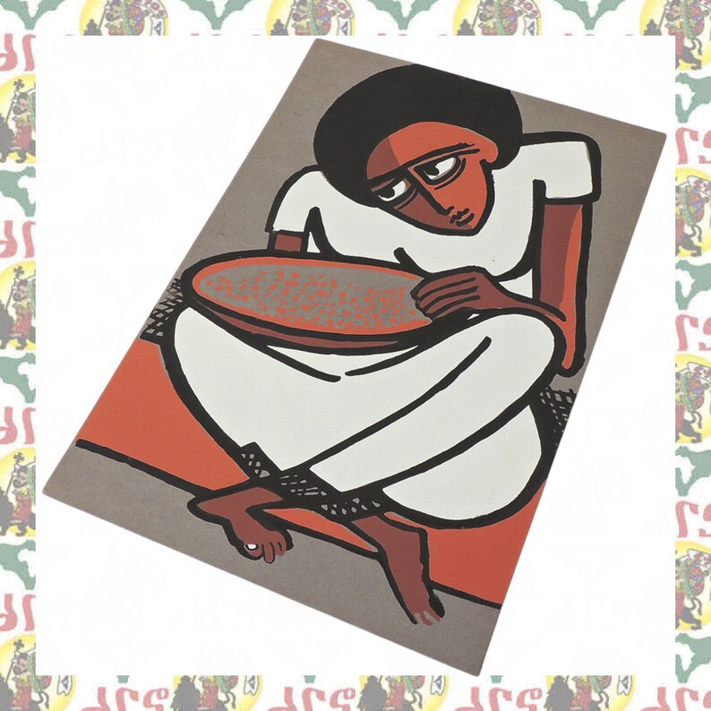 Ethiopian Art Silk Screen Printing Poster 90s/ethiopia Reggae Etsy