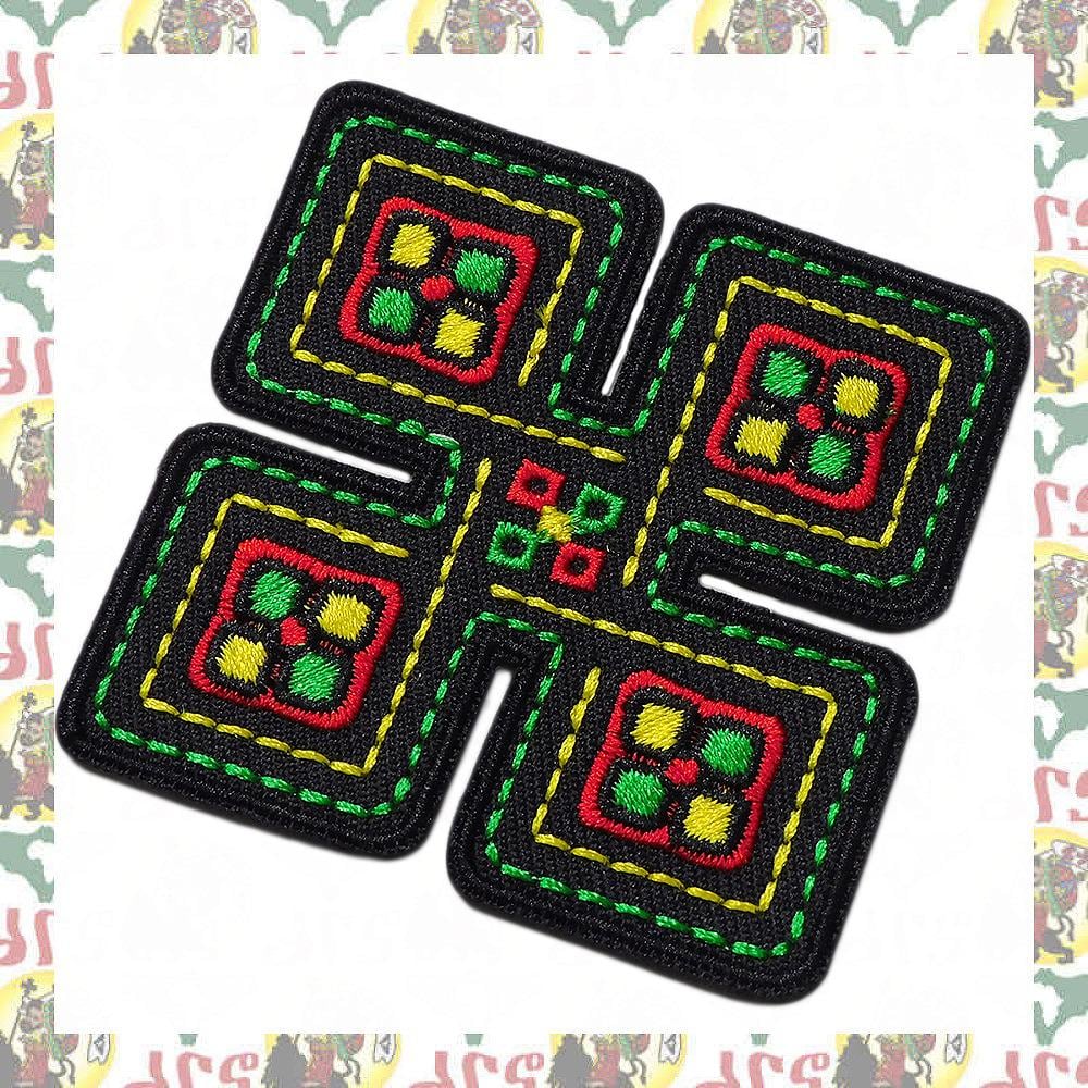 Embroidery Iron Patch  (EthiopianCross Rasta Reggae Ethiopia Africa Lion of Judah Haile Selassie i Jamaica Dub)