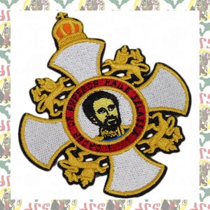 Parche termoadhesivo bordado / Rasta Reggae, Etiopía, África, León de Judá, Haile Selassie I, Jamaica, Dubái