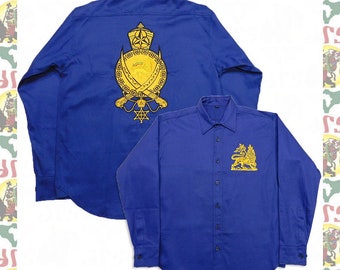 JAH ARMY [drs] Embroidered Long-sleeved shirt rastafari reggae jamaica Lion of Judah Haile Selassie I  ethiopia