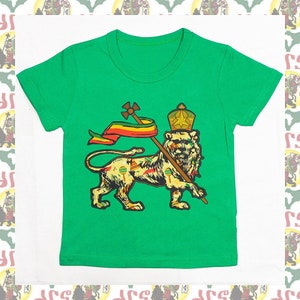 Kids T-shirts drs a03/ Children's Tee Lion of Judah Reggae Jah Rastafari Ethiopia Jamaica image 1