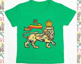 Kids T-shirts drs  a03/ Children's Tee Lion of Judah Reggae Jah Rastafari Ethiopia Jamaica