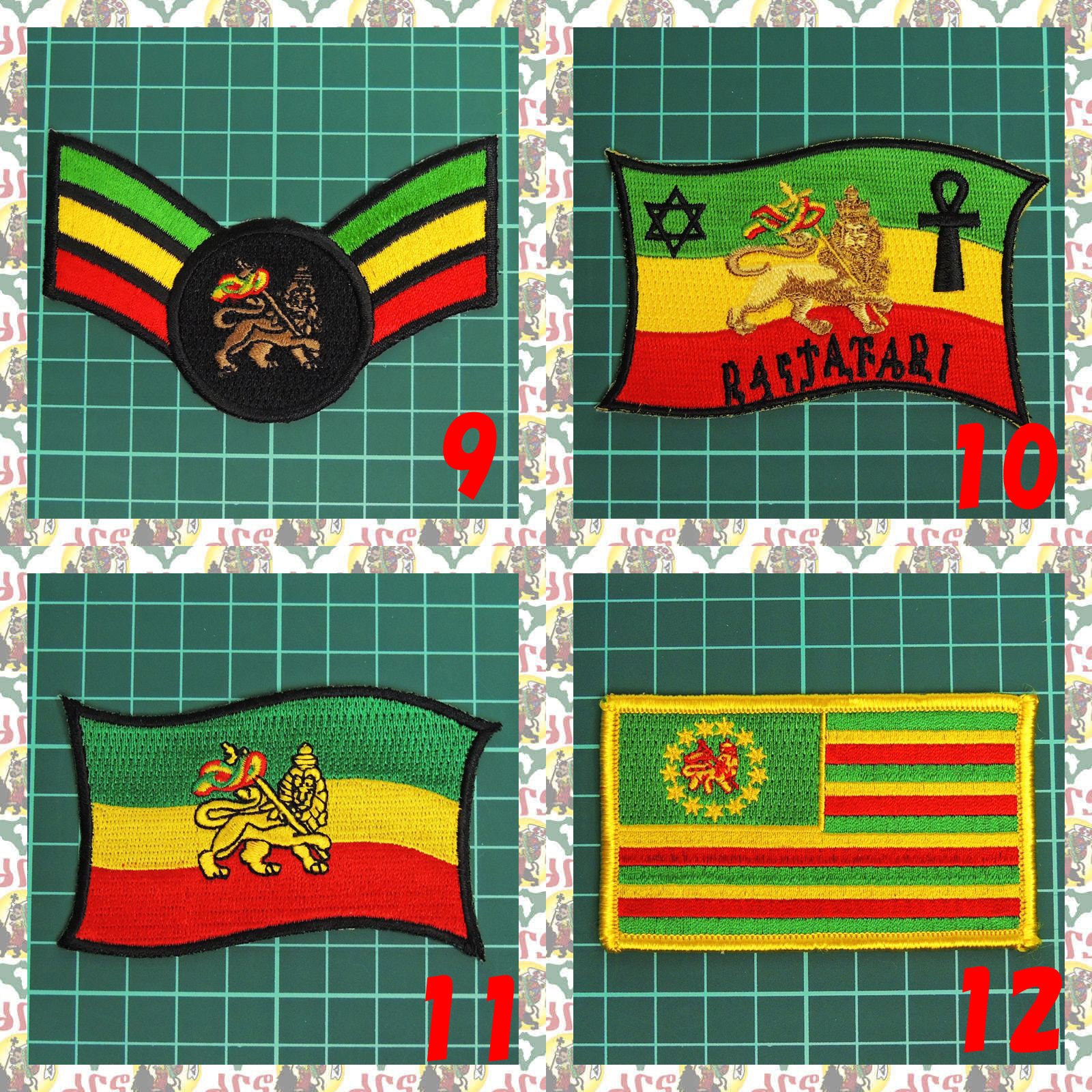 刺繍アイロンパッチ（ラスタ レゲエ エチオピア アフリカ ユダの