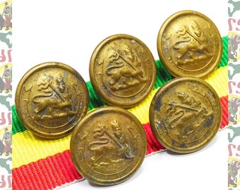 Haile Selassie I  Lion of Judah button 5pcs a94 / Ethiopia Africa Vintage Antique Crown Police Force Reggae Sound system Jah Rastafari