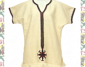Ethiopian Traditional Hand Embroidered Organic Cotton  Shirt / tra w-a117 (Roots Reggae Dub Ethiopia Africa Jamaica