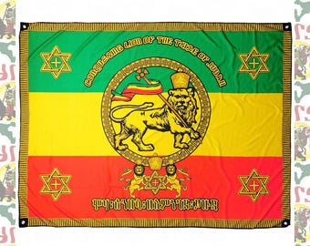 セラシエ織物タペストリーSelassie 大判　Raggaeレゲエハイレセラシエ Haile Selassie I[drs] Tapestry (extra-large Flag) (lion of