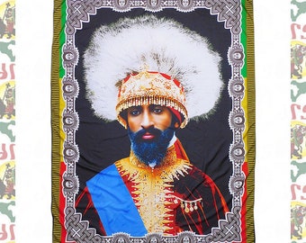 セラシエ織物タペストリーSelassie 大判　Raggaeレゲエハイレセラシエ Haile Selassie I [drs]tapestry Flag Banner Haile Selassie I