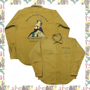 Haile Selassie I [drs]Haile Selassie I Embroidered Long-sleeved shirt rastafari reggae jamaica Lion of Judah Haile Selassie I  ethiopia
