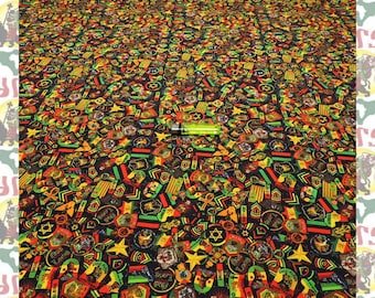 Rasta Patch Fabric [drs] Ethiopia Haile Selassie I Reggae Rasatafari Lion of Judah Ethiopia Roots Dub King Jah