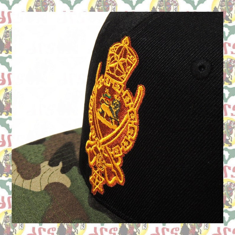 Embroidered Snapback Cap roots reggae rastafari africa soundsystem IHS Haile Selassie I drs