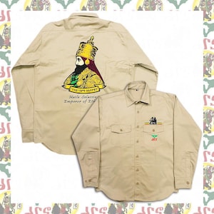 Haile Selassie I [drs] Embroidered Long-sleeved shirt rastafari reggae jamaica Lion of Judah Haile Selassie I  ethiopia