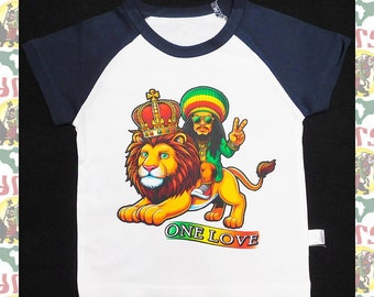 Kids T-shirts drs  a37/ Children's Tee Lion of Judah Reggae Jah Rastafari Ethiopia Jamaica