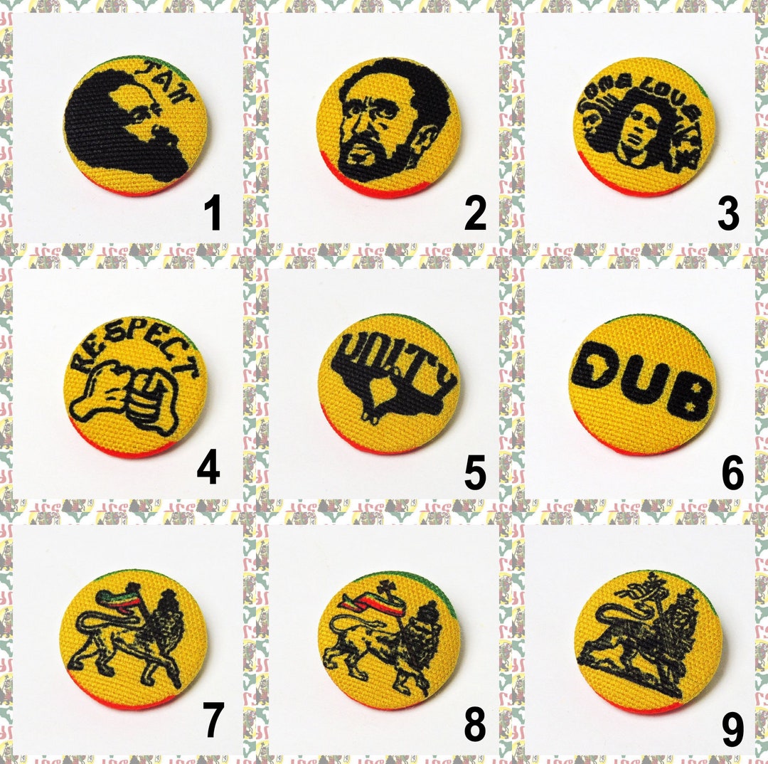 Covered Button [drs] 25mm (rasta Reggae Ethiopia Africa Lion of Judah ...