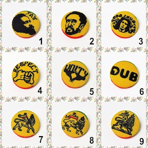 Botão coberto [drs] 25mm (Rasta Reggae Etiópia África Leão de Judá Haile Selassie i Jamaica Dub)