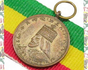 Miniatura de la Medalla de la Coronación del Jubileo de Haile Selassie I (1957) – Medalla de latón etíope de época