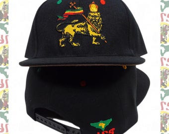 Lion of Judah [drs] Embroidered Snapback Cap roots reggae rastafari africa soundsystem