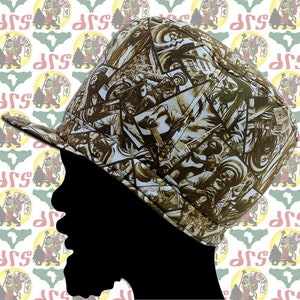 drs [Storlek M/59 cm - 64 cm] Vändbar Marshall-stil Rasta Crown Hat Roots Dub Reggae Jamaica Afrikanskt tyg Etiopien Dreadlocks