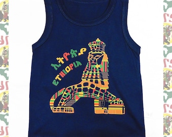 Kids T-shirts Tank top drs  a28 / Children's Tee Lion of Judah Reggae Jah Rastafari Ethiopia Jamaica