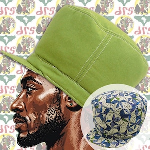 drs [Storlek M/59 cm - 64 cm] Vändbar Marshall-stil Rasta Crown Hat Roots Dub Reggae Jamaica Afrikanskt tyg Etiopien Dreadlocks