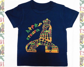 Kids T-shirts drs  a17 / Children's Tee Lion of Judah Reggae Jah Rastafari Ethiopia Jamaica
