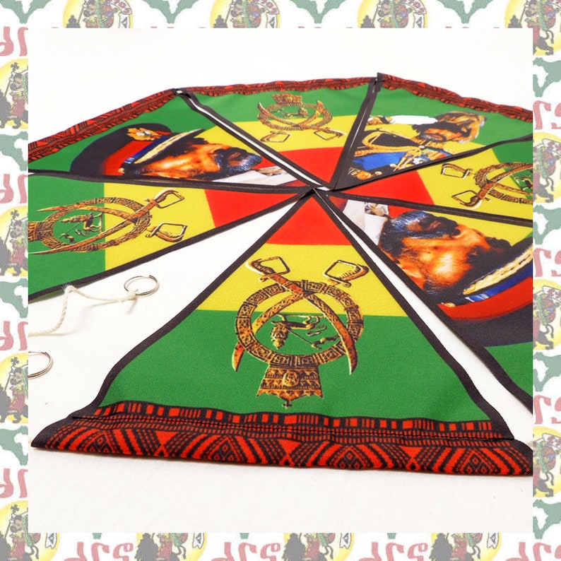 Jah Army drs Garland Flag Banner Reggae Rastafari Jamaica Ethiopia King Roots Dub Haile Selassie Lion of Judah image 2