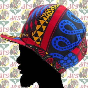 drs Märke [Storlek M+/59 cm] Rasta Crown Hat Roots Dub Reggae Jamaica Afrikanskt tyg Etiopien Dreadlocks